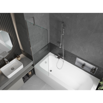 Mexen Vega obdĺžniková vaňa 160 x 70 cm s plášťom a 1 krídlovou zástenou 60 cm, transparentná, chróm - 550116070X9506000001