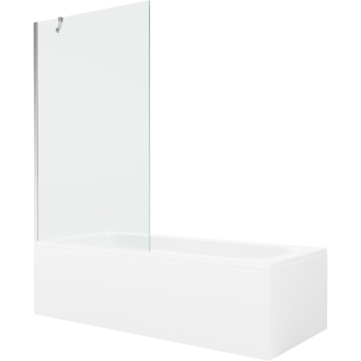 Mexen Vega obdĺžniková vaňa 160 x 70 cm s plášťom a 1 krídlovou zástenou 100 cm, transparentná, chróm - 550116070X9510000001