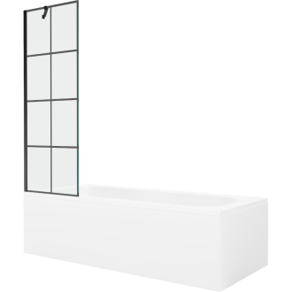 Mexen Vega obdĺžniková vaňa 160 x 70 cm s plášťom a jednokrídlovou zástenou 60 cm, čierny vzor - 550116070X9506007077
