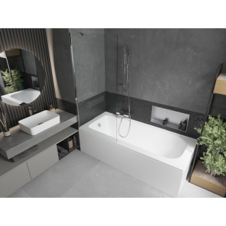 Mexen Vega obdĺžniková vaňa 170 x 70 cm s plášťom a 1-krídlovou zástenou 80 cm, transparentná, chróm - 550117070X9508000001