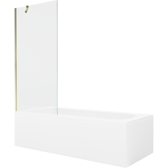 Mexen Vega obdĺžniková vaňa 170 x 70 cm s plášťom a 1 krídlovou zástenou 80 cm, priehľadná, zlatá - 550117070X9508000050
