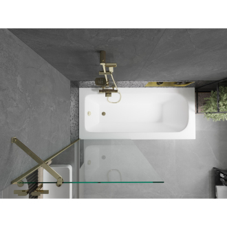 Mexen Vega obdĺžniková vaňa 170 x 70 cm s plášťom a 1 krídlovou zástenou 80 cm, priehľadná, zlatá - 550117070X9508000050