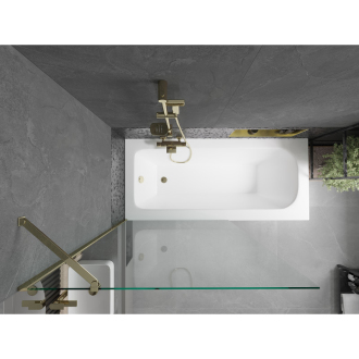 Mexen Vega obdĺžniková vaňa 170 x 70 cm s plášťom a 1 krídlovou zástenou 100 cm, priehľadná, zlatá - 550117070X9510000050