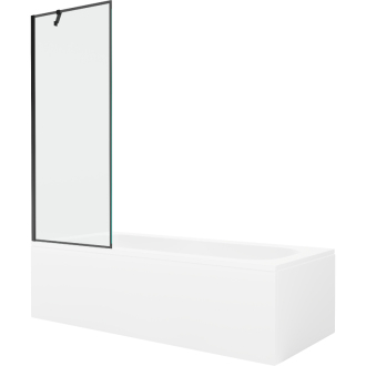 Mexen Vega obdĺžniková vaňa 170 x 70 cm s plášťom a jednokrídlovou zástenou 70 cm, čierny vzor - 550117070X9507007070