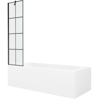 Mexen Vega obdĺžniková vaňa 170 x 70 cm s plášťom a 1 krídlovou zástenou 50 cm, čierny vzor - 550117077X9505007077