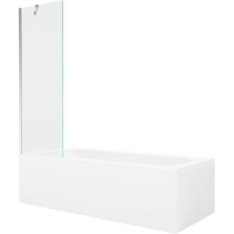 Mexen Vega obdĺžniková vaňa 180 x 80 cm s plášťom a 1 krídlovou zástenou 60 cm, transparentná, chróm - 550118080X9506000001