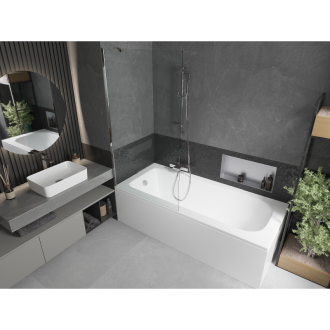 Mexen Vega vaňa 180x80cm panel + zástena 90 cm, transparent, chróm 550118080X9509000001