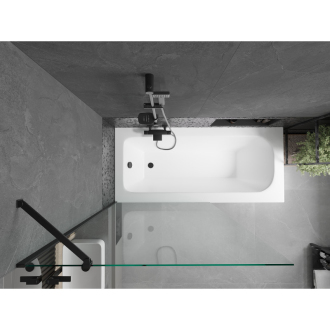Mexen Vega obdĺžniková vaňa 180 x 80 cm s plášťom a 1 krídlovou zástenou 100 cm, priehľadná, čierna - 550118080X9510000070
