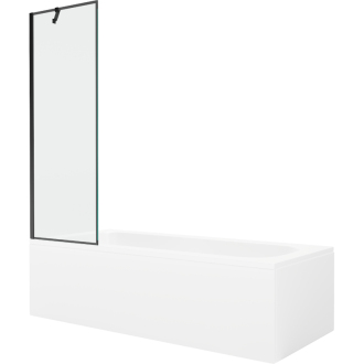 Mexen Vega obdĺžniková vaňa 180 x 80 cm s plášťom a 1 krídlovou zástenou 60 cm, čierny vzor - 550118080X9506007070