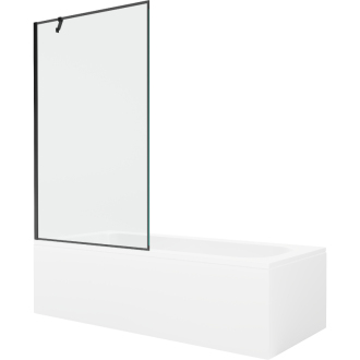 Mexen Vega obdĺžniková vaňa 180 x 80 cm s plášťom a 1 krídlovou zástenou 100 cm, čierny vzor - 550118080X9510007070