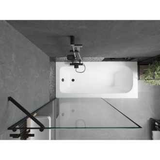 Mexen Vega obdĺžniková vaňa 180 x 80 cm s plášťom a 1 krídlovou zástenou 100 cm, čierny vzor - 550118080X9510007070