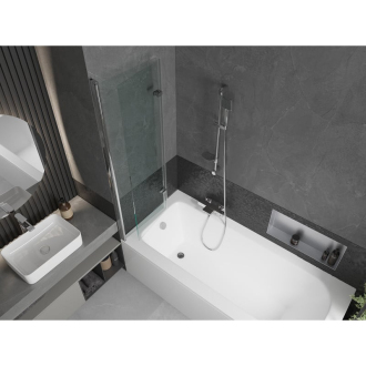 Mexen Vega obdĺžniková vaňa 150 x 70 cm s plášťom a 2-listovou zástenou 100 cm, transparentná, chróm - 550115070X9210020100