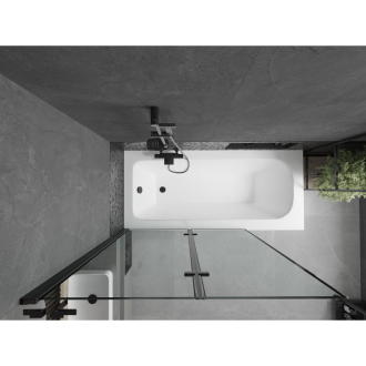 Mexen Vega obdĺžniková vaňa 150 x 70 cm s plášťom a 2 krídlovou zástenou 120 cm, čierny vzor - 550115070X9212027070