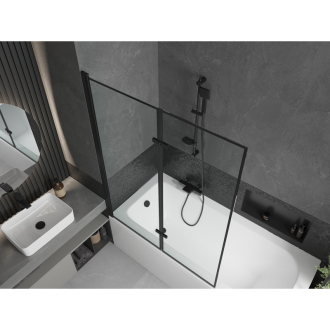 Mexen Vega obdĺžniková vaňa 160 x 70 cm s plášťom a 2 krídlovou zástenou 120 cm, čierny vzor - 550116070X9212027070