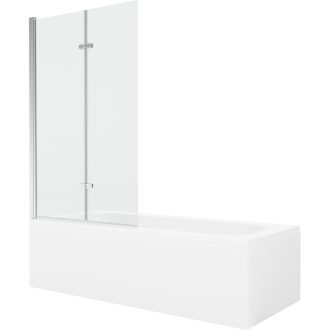 Mexen Vega obdĺžniková vaňa 170 x 70 cm s plášťom a 2-listovou zástenou 100 cm, transparentná, chróm - 550117070X9210020100