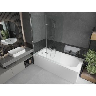 Mexen Vega obdĺžniková vaňa 170 x 70 cm s plášťom a 2-listovou zástenou 120 cm, transparentná, chróm - 550117070X9212020100