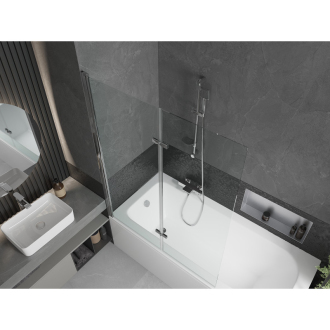 Mexen Vega obdĺžniková vaňa 170 x 70 cm s plášťom a 2-listovou zástenou 120 cm, transparentná, chróm - 550117070X9212020100
