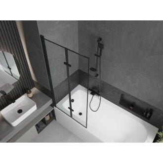 Mexen Vega obdĺžniková vaňa 170 x 70 cm s plášťom a 2 krídlovou zástenou 80 cm, čierny vzor - 550117070X9208027070