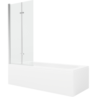 Mexen Vega obdĺžniková vaňa 180 x 80 cm s plášťom a 2 krídlovou zástenou 80 cm, transparentná, chróm - 550118080X9208020100