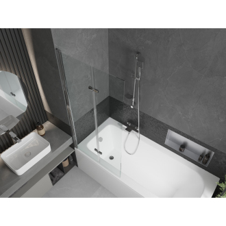 Mexen Vega obdĺžniková vaňa 180 x 80 cm s plášťom a 2 krídlovou zástenou 80 cm, transparentná, chróm - 550118080X9208020100