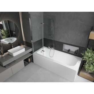 Mexen Vega obdĺžniková vaňa 180 x 80 cm s plášťom a 2-listovou zástenou 100 cm, transparentná, chróm - 550118080X9210020100