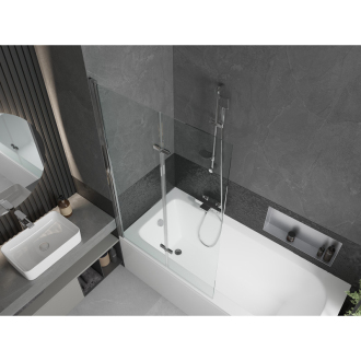 Mexen Vega obdĺžniková vaňa 180 x 80 cm s plášťom a 2-listovou zástenou 100 cm, transparentná, chróm - 550118080X9210020100