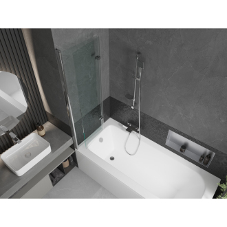 Mexen Vega obdĺžniková vaňa 180 x 80 cm s plášťom a 2-listovou zástenou 100 cm, transparentná, chróm - 550118080X9210020100