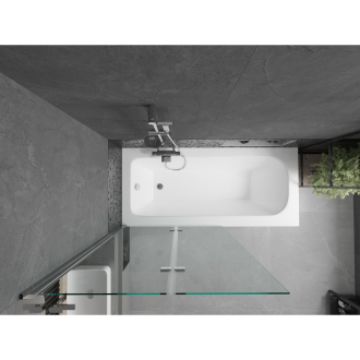 Mexen Vega obdĺžniková vaňa 180 x 80 cm s plášťom a 2-listovou zástenou 100 cm, transparentná, chróm - 550118080X9210020100