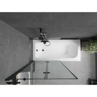 Mexen Vega obdĺžniková vaňa 180 x 80 cm s plášťom a 2 krídlovou zástenou 100 cm, čierny vzor - 550118080X9210027070