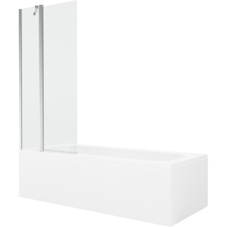 Mexen Vega obdĺžniková vaňa 150 x 70 cm s plášťom a 1-krídlovou zástenou 80 cm, transparentná, chróm - 550115070X9408110100
