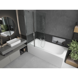 Mexen Vega obdĺžniková vaňa 150 x 70 cm s plášťom a 1-krídlovou zástenou 100 cm, transparentná, chróm - 550115070X9410110100