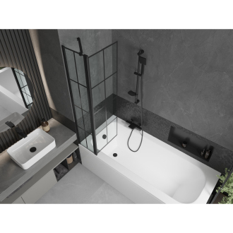 Mexen Vega vaňa 150x70 cm s panelom a zástenou 80 cm, čierny vzor 550115070X9408117077