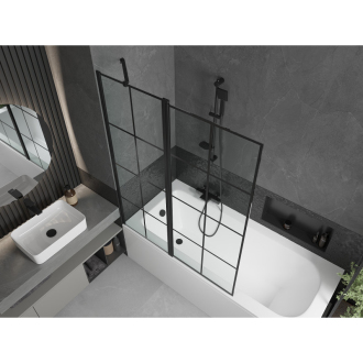 Mexen Vega obdĺžniková vaňa 150 x 70 cm s plášťom a 1 krídlovou zástenou 120 cm, čierny vzor - 550115070X9412117077