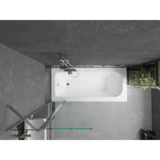 Mexen Vega obdĺžniková vaňa 160 x 70 cm s plášťom a 1 krídlovou zástenou 80 cm, transparentná, chróm - 550116070X9408110100