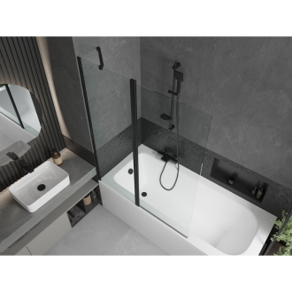 Mexen Vega obdĺžniková vaňa 160 x 70 cm s plášťom a 1 krídlovou zástenou 120 cm, priehľadná, čierna - 550116070X9412117000
