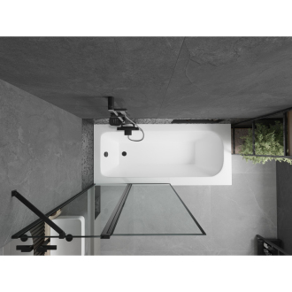 Mexen Vega obdĺžniková vaňa 160 x 70 cm s plášťom a 1 krídlovou zástenou 100 cm, čierny vzor - 550116070X9410117070
