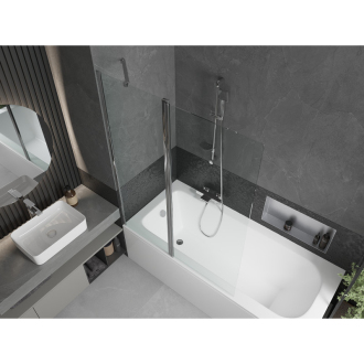 Mexen Vega obdĺžniková vaňa 170 x 70 cm s plášťom a 1-krídlovou zástenou 120 cm, transparentná, chróm - 550117070X9412110100