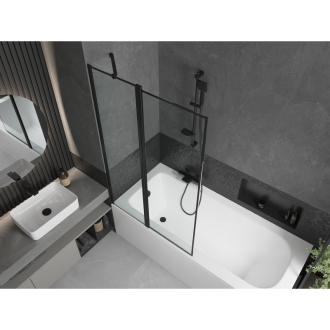 Mexen Vega obdĺžniková vaňa 170 x 70 cm s plášťom a 1 krídlovou zástenou 100 cm, čierny vzor - 550117070X9410117070