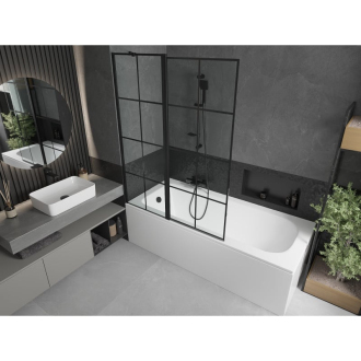 Mexen Vega obdĺžniková vaňa 170 x 70 cm s plášťom a 1-krídlovou zástenou 120 cm, čierny vzor - 550117070X9412117077