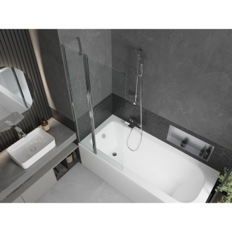 Mexen Vega obdĺžniková vaňa 180 x 80 cm s plášťom a 1-krídlovou zástenou 80 cm, transparentná, chróm - 550118080X9408110100