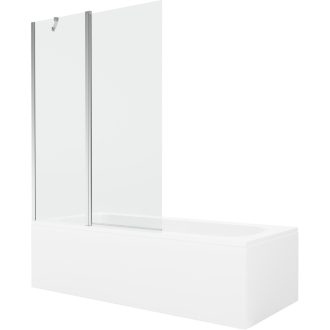 Mexen Vega obdĺžniková vaňa 180 x 80 cm s plášťom a 1-krídlovou zástenou 120 cm, transparentná, chróm - 550118080X9412110100