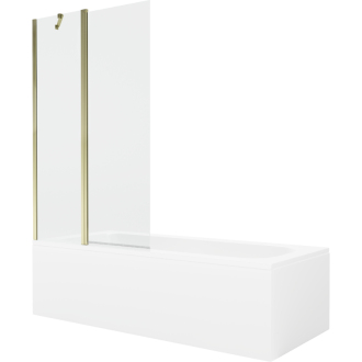 Mexen Vega obdĺžniková vaňa 180 x 80 cm s plášťom a 1 krídlovou zástenou 100 cm, priehľadná, zlatá - 550118080X9410115000
