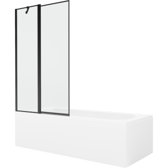 Mexen Vega obdĺžniková vaňa 180 x 80 cm s plášťom a 1 krídlovou zástenou 100 cm, čierny vzor - 550118080X9410117070