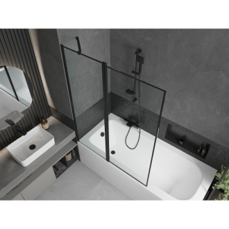 Mexen Vega obdĺžniková vaňa 180 x 80 cm s plášťom a 1 krídlovou zástenou 120 cm, čierny vzor - 550118080X9410117070