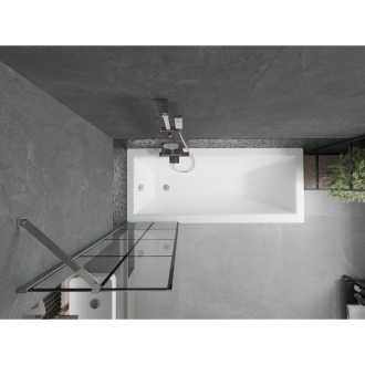 Mexen Next vaňová zástena jednokrídlová 50 x 150 cm, čierny vzor, chróm - 895-050-000-00-77-01
