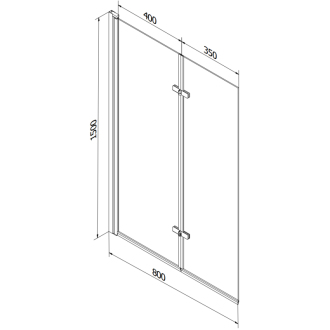 Mexen Castor 2-list vaňová zástena 80 x 150 cm, mráz, čierna - 892-080-002-70-30