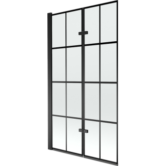 Mexen Castor 2-krídlová vaňová zástena 100 x 150 cm, čierny vzor, čierna - 892-100-002-70-77