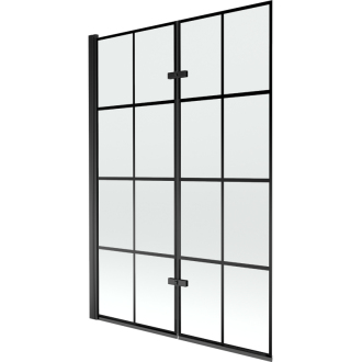 Mexen Castor 2-krídlová vaňová zástena 120 x 150 cm, čierny vzor, čierna - 892-120-002-70-77