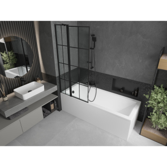 Mexen Flip vaňová zástena jednokrídlová 80 x 150 cm, čierny vzor, čierna - 894-080-101-70-77