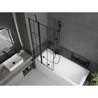 Mexen Flip vaňová zástena jednokrídlová 80 x 150 cm, čierny vzor, čierna - 894-080-101-70-77